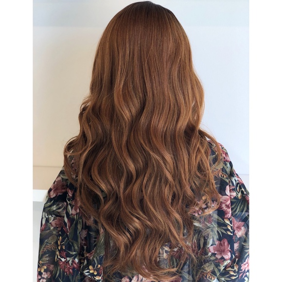 30" Side Part Auburn Brown Wavy Wig | Cecelia - Picture 4 of 7